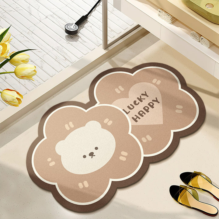 Floral Pattern Water-Absorbent Bath Mat