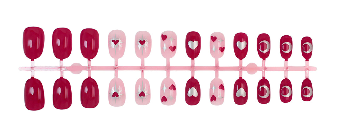 Nail art set with romantic heart and star motifs Kalsten