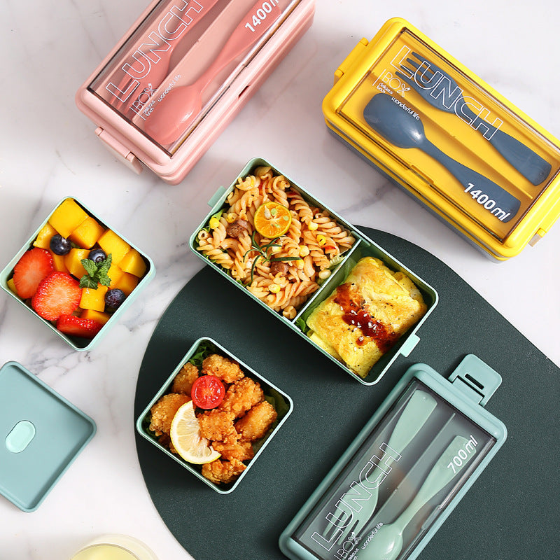 Multifunctional Food Storage Lunch Box with Built-In Utensil Set