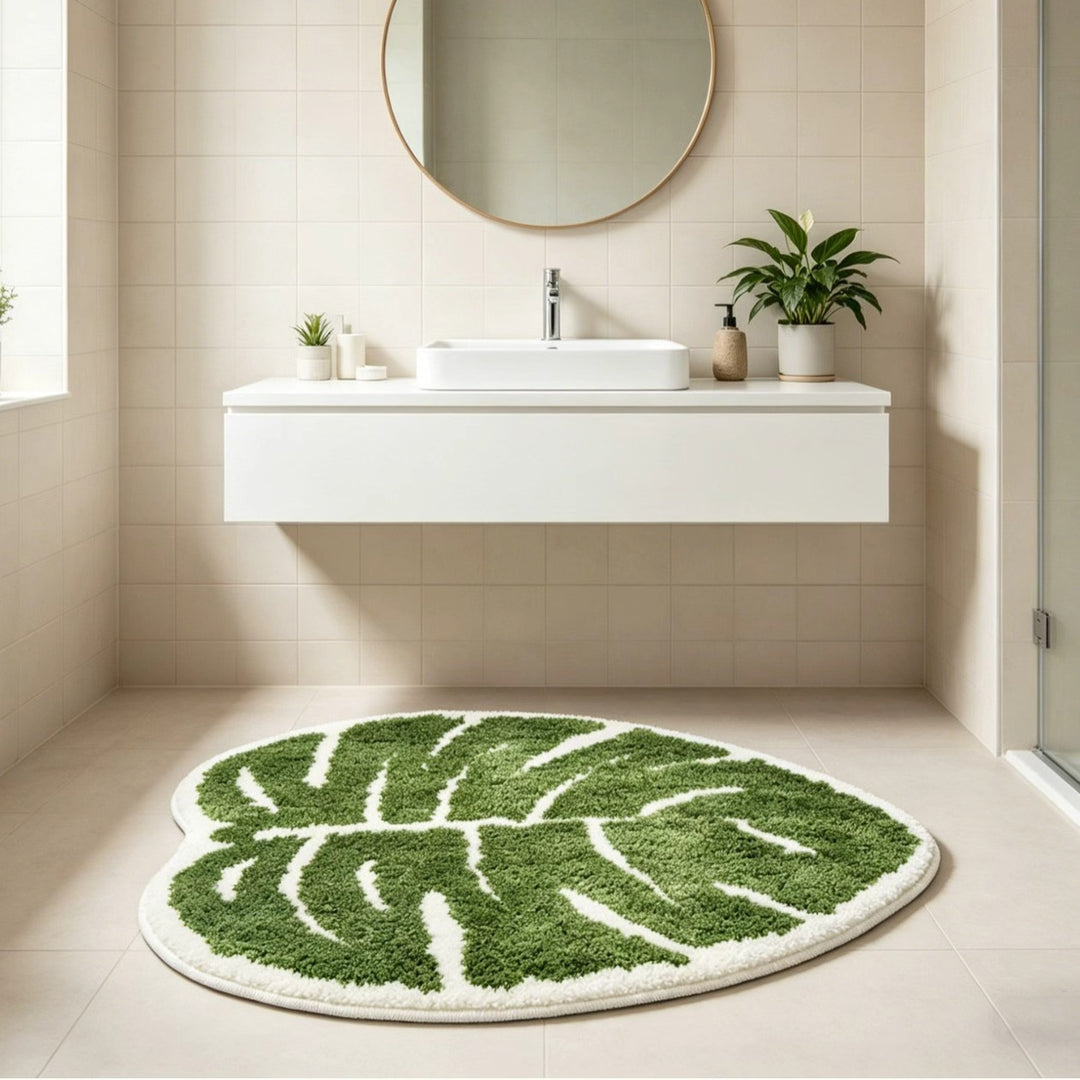 Plush Leaf-Shaped Area Rug