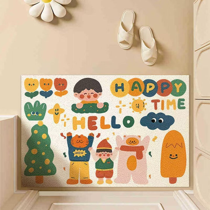 Playful Illustrated Floor Mat