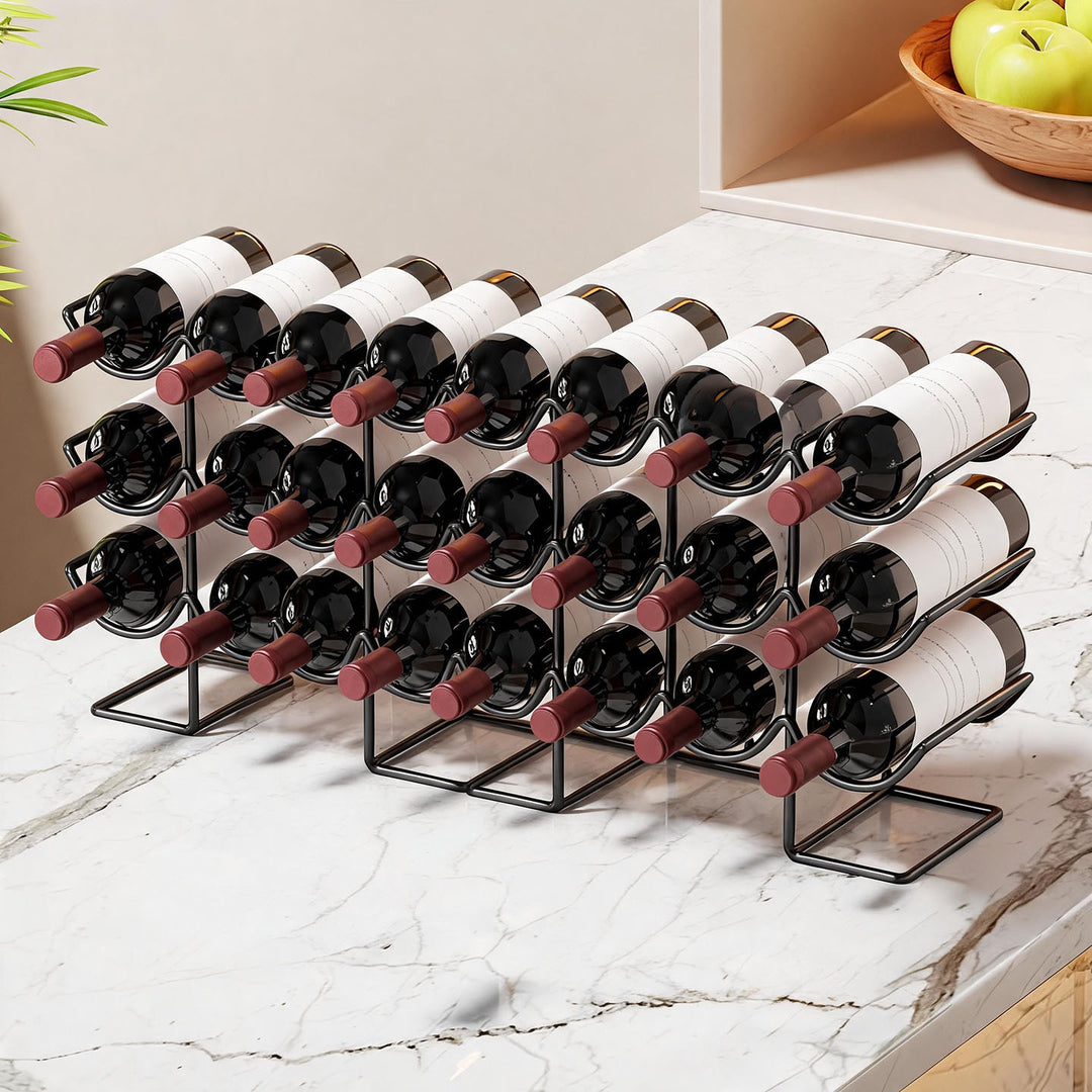 Compact Countertop Stacking Metal Wine Bottle Rack