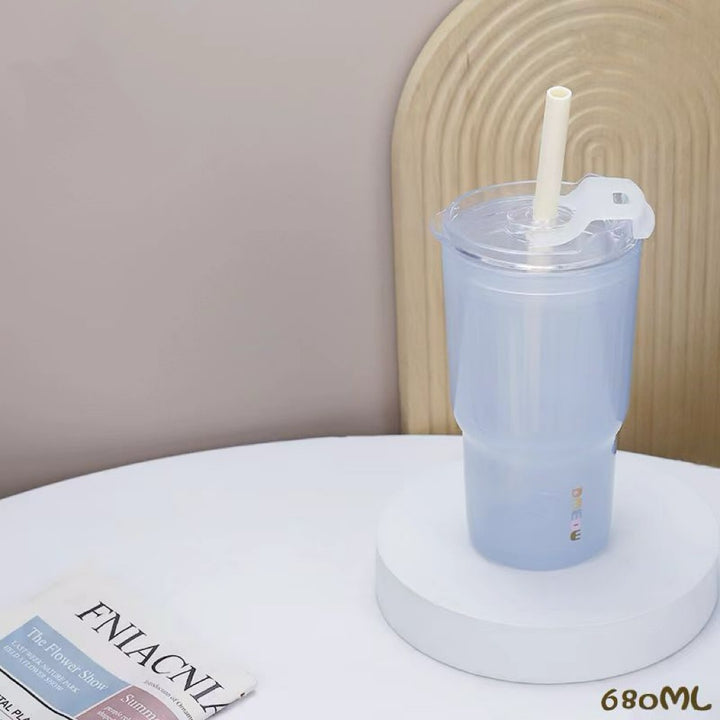 Ladies insulated drinking cup with flexible lid and silicone-coated straw Kalsten