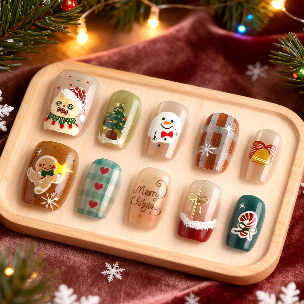 Christmas-Themed Press-On Nail Art Set Kalsten