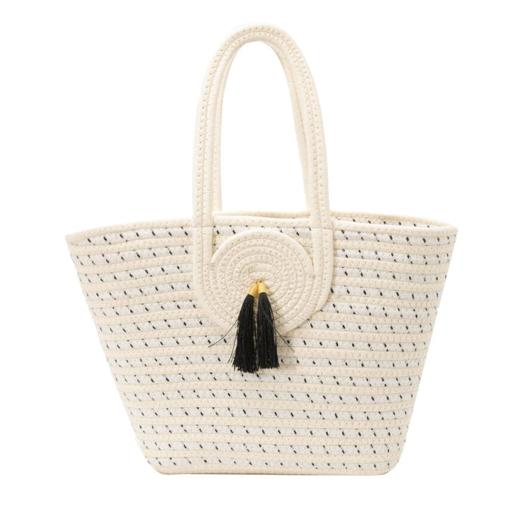 Striped Woven Beach Tote