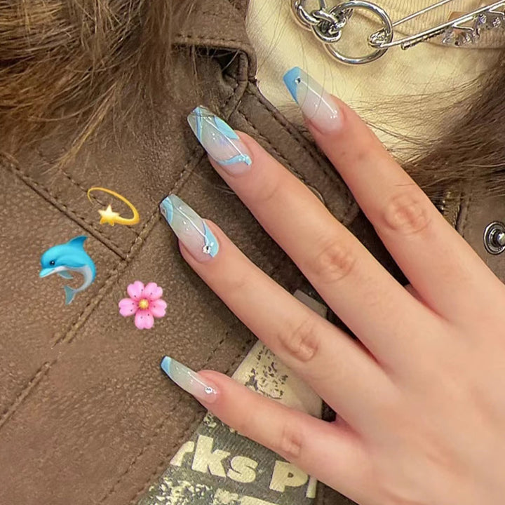 Artful acrylic nails with maritime design Kalsten
