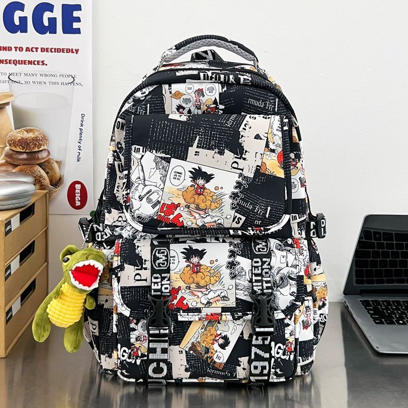 Backpack in Comic Design with Soft Plush Pendant Kalsten