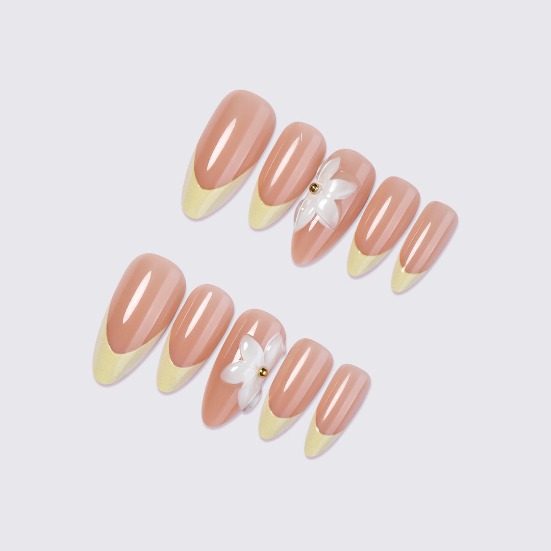 Premium Floral Embellished Press-On Nails Kalsten