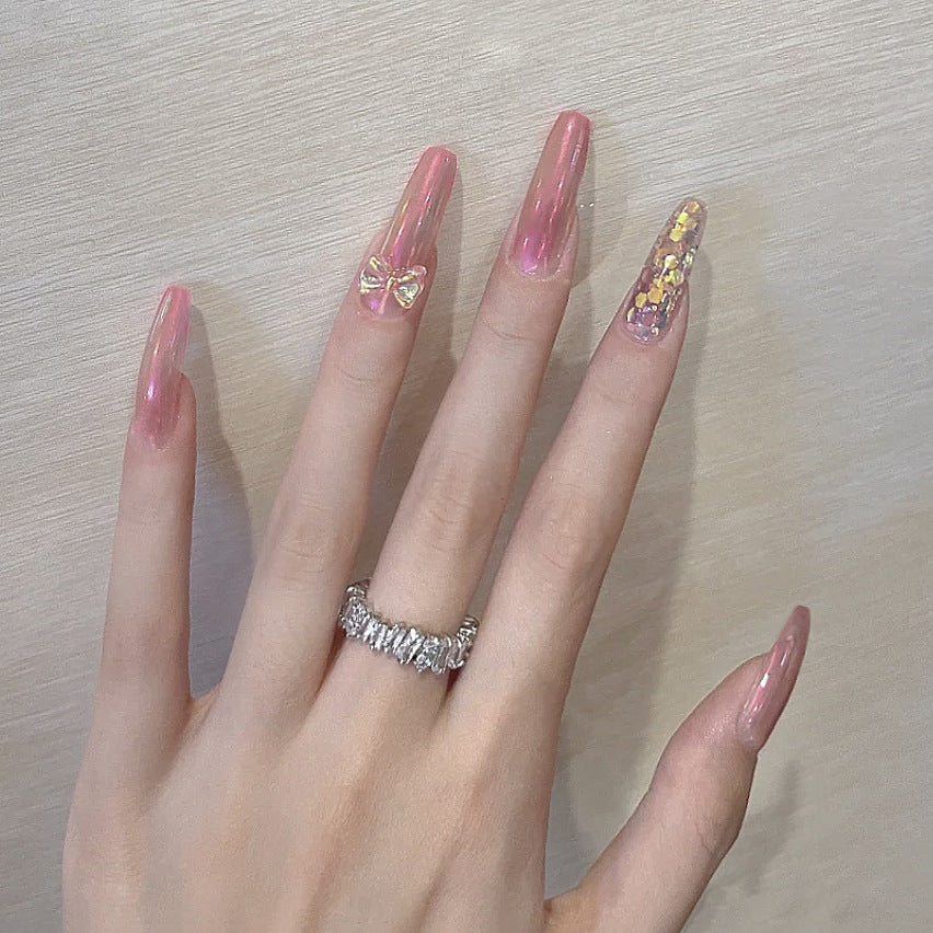 Decorative Press-On Nail Art Set with Butterfly Accents
