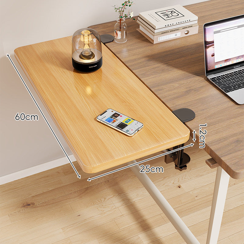 Clamp-On Adjustable Wooden Desk Side Shelf Extension with Foldable Bracket