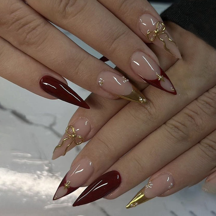 Artistic Stiletto Nail Art Kit with Gold Accents Kalsten