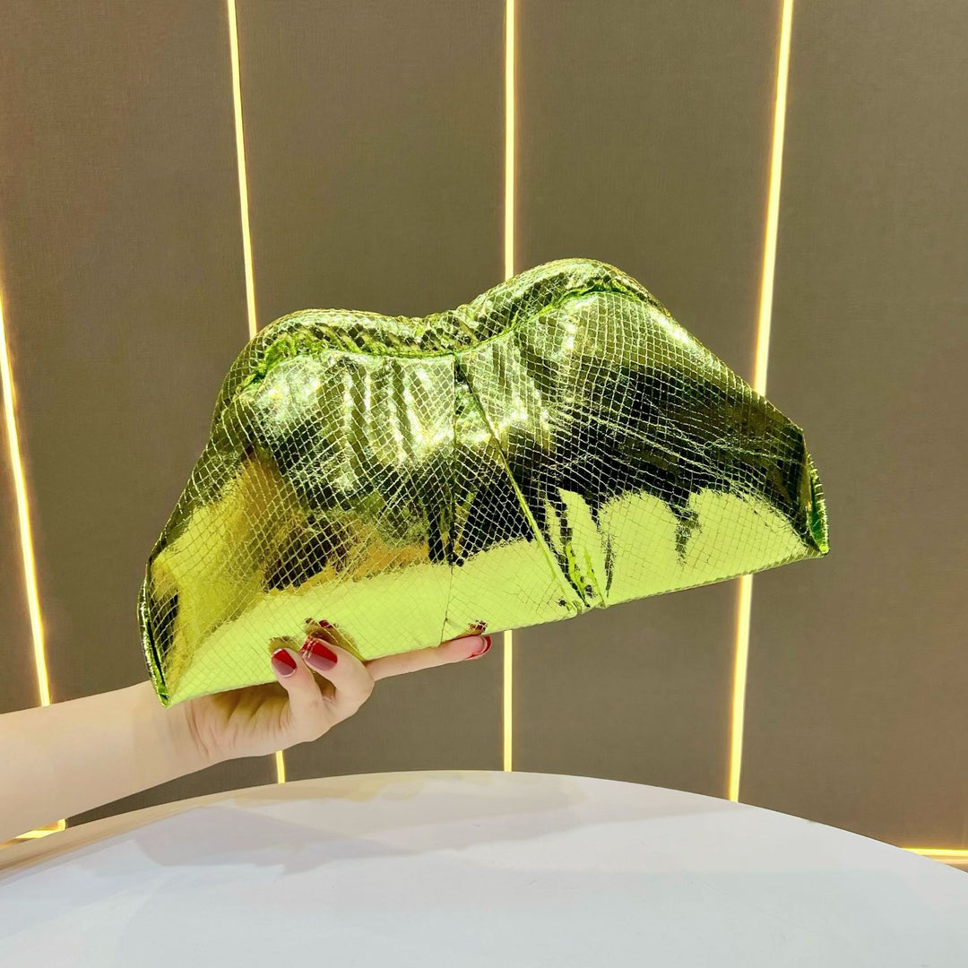 Metallic Gathered Clutch