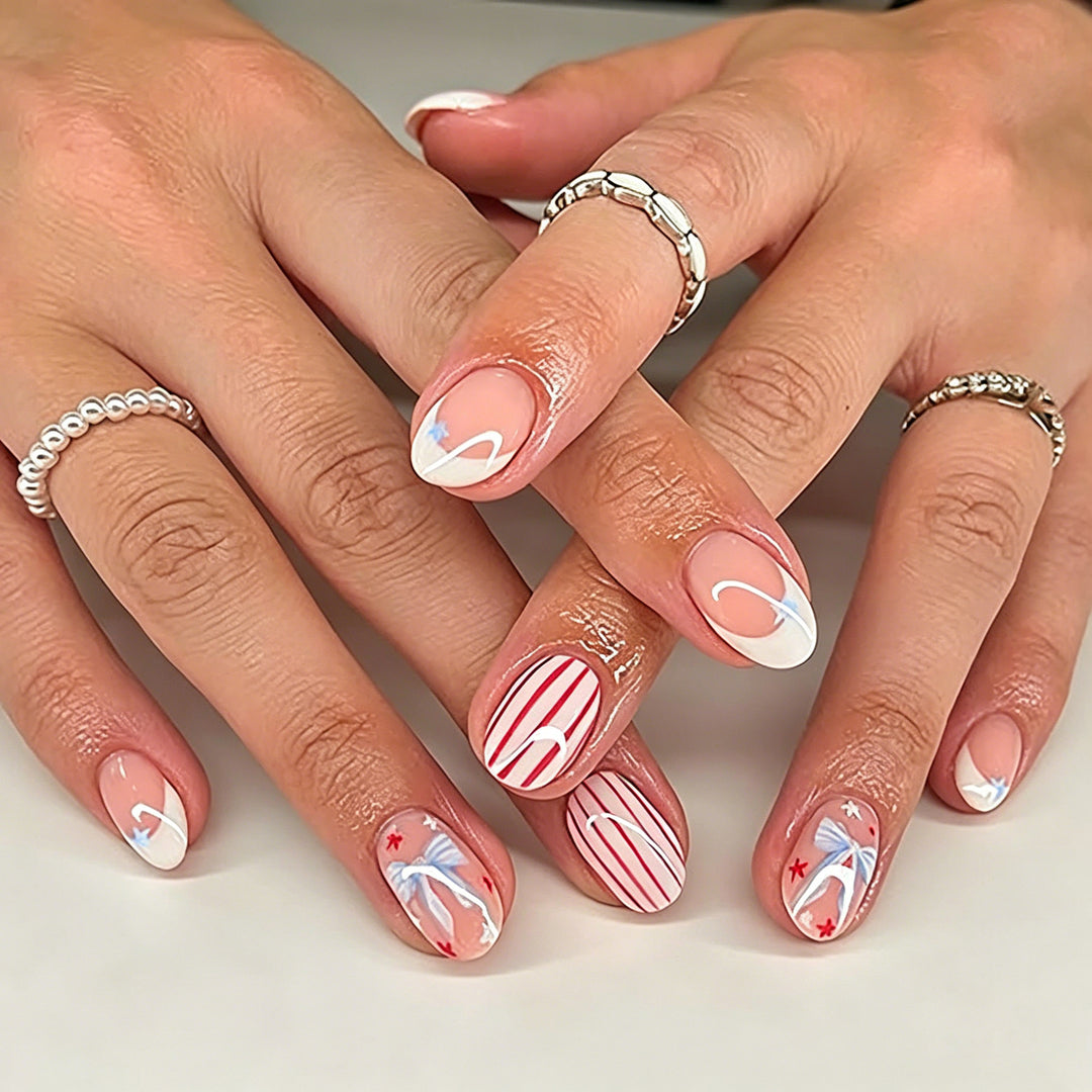 Themed Checkered Clover Press-On Nail Art