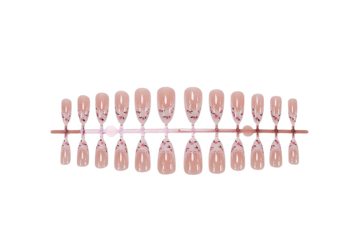 Artificial Nail Set with Elegant Flower and Lace Decorations Kalsten