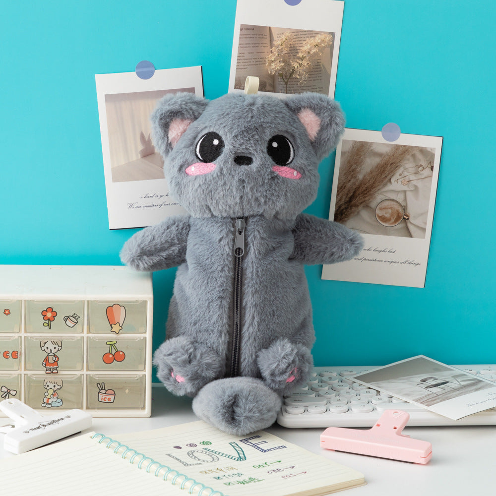 Cute Plush Cat-Themed Pencil Case Kalsten
