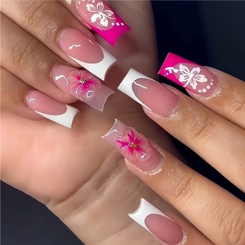 Floral Art Acrylic Nail Extensions Kalsten