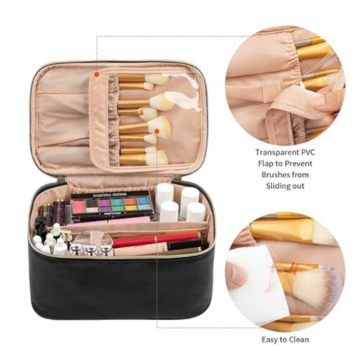 Cosmetic Organizer Bag with Structured Design and Versatile Compartments Kalsten