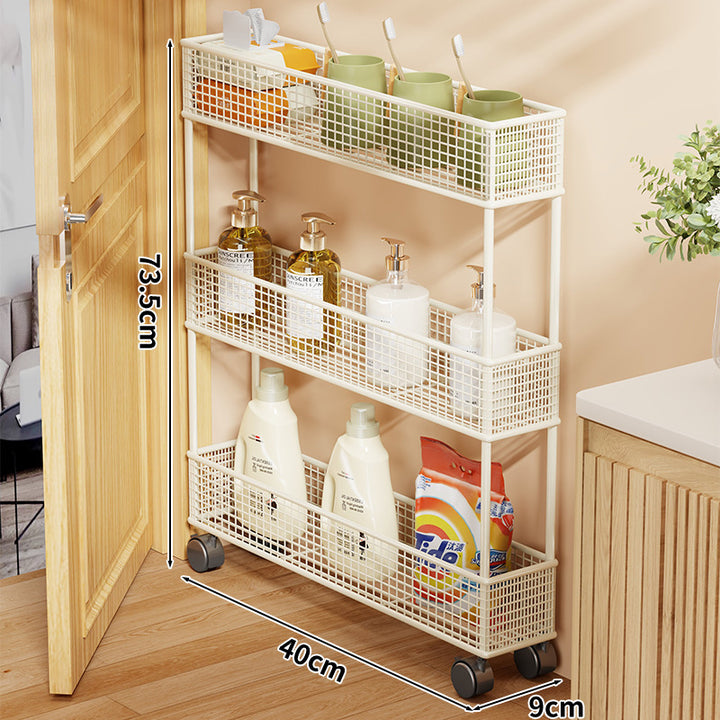 Slim Narrow Pull-Out Mesh Storage Organizer for Cabinet and Door Gap