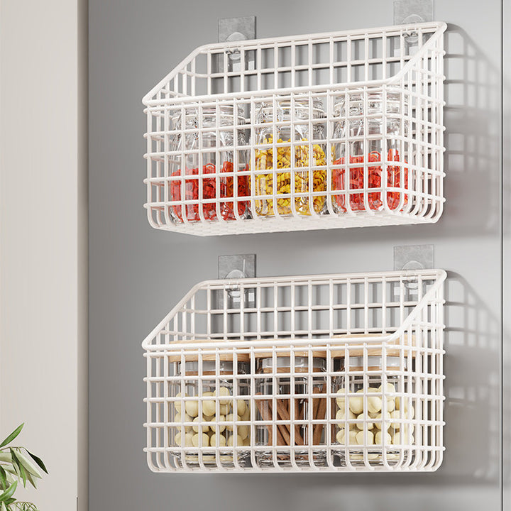 Wall-Mounted Mesh Floating Storage Shelf for Pantry Bathroom and Kitchen