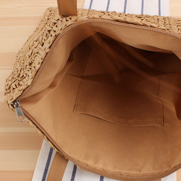 Braided summer bag with sturdy leather handles Kalsten
