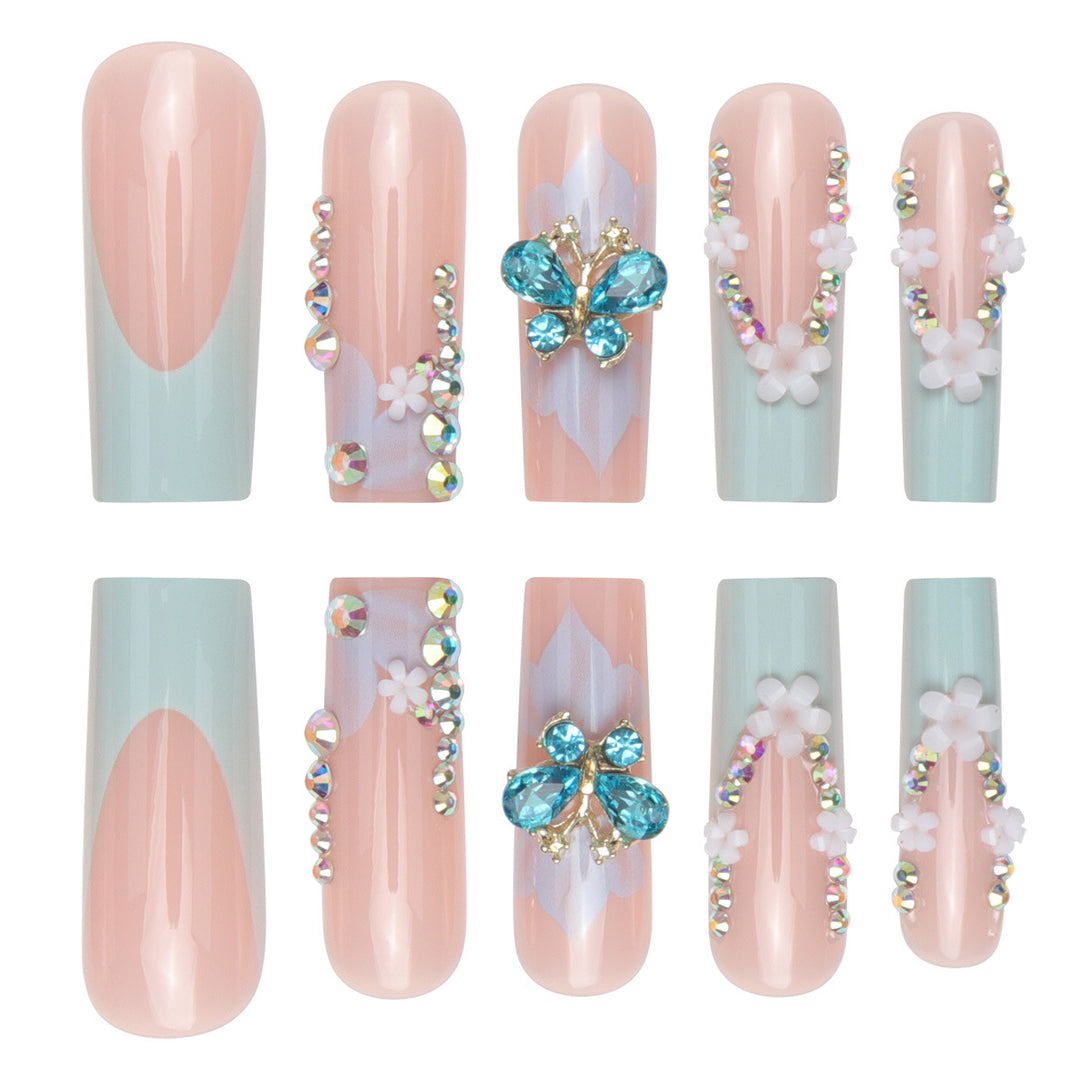 Decorative Floral Print Press-On Nails Kalsten