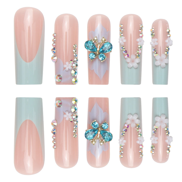 Decorative Floral Print Press-On Nails Kalsten