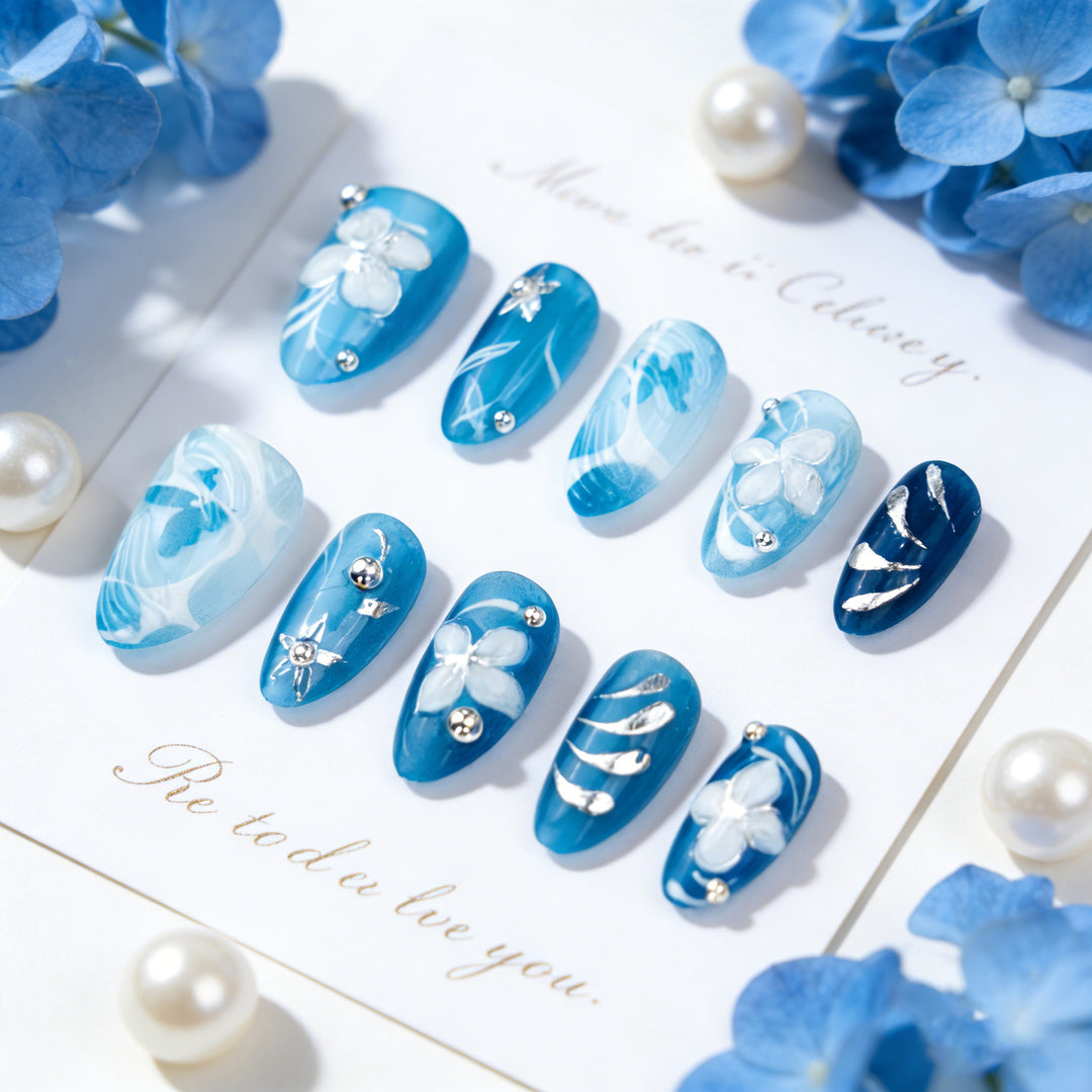 Floral Design Press-On Nail Art Kalsten