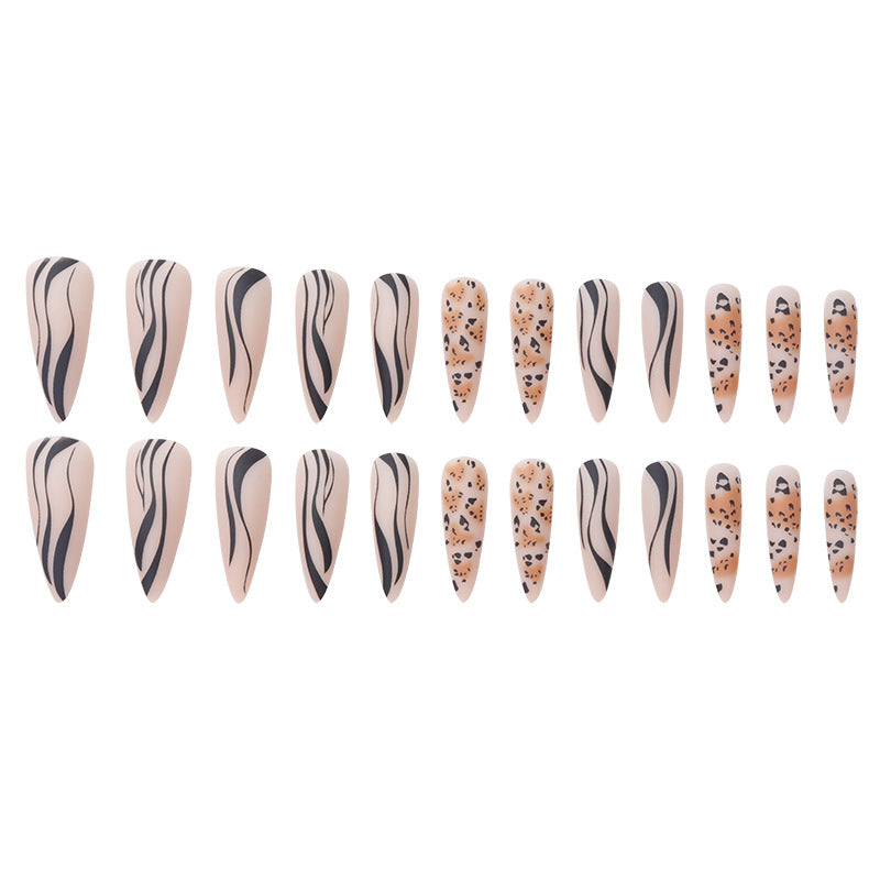 Artistic Stiletto Press-On Nail Set with Animal Print Kalsten