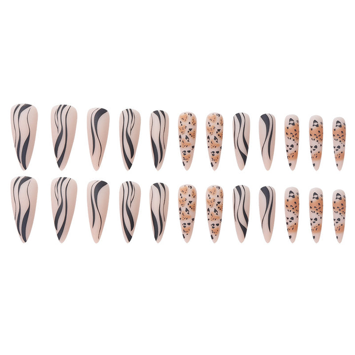 Artistic Stiletto Press-On Nail Set with Animal Print Kalsten