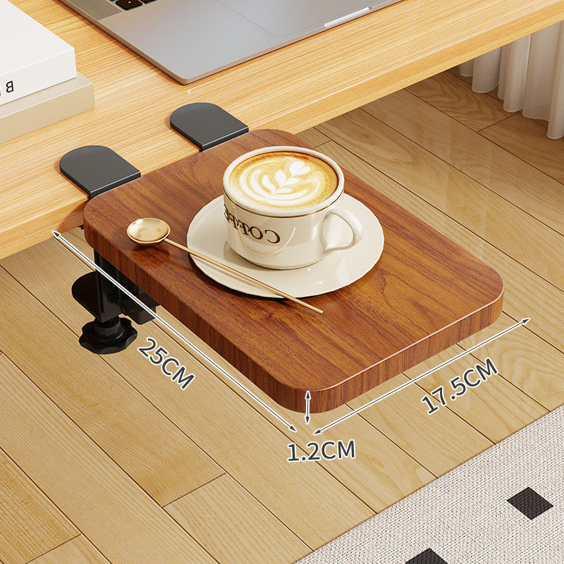 Clamp-On Foldable Bamboo Side Tray Table for Desk and Sofa