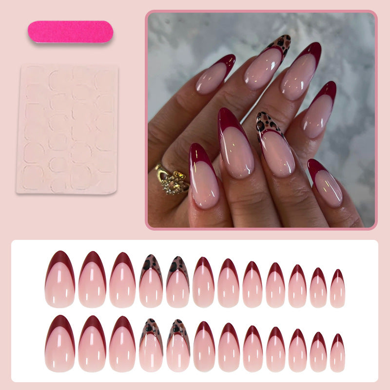 Acrylic nail set with elegant French tip and modern patterns Kalsten