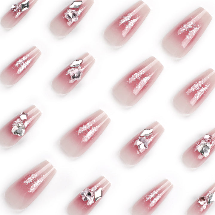 Glamorous artificial nails with glitter and crystal embellishment Kalsten
