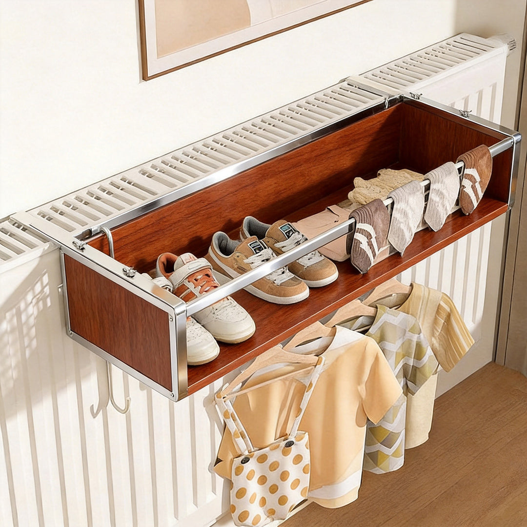 Radiator-Mounted Mesh Shoe & Sock Drying Basket with Adjustable Clamp
