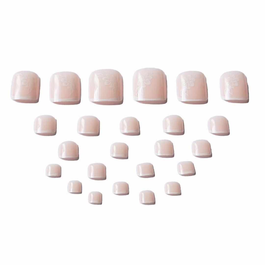 Elegant Floral French Tip Pedicure