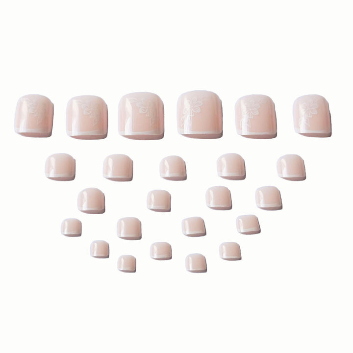 Elegant Floral French Tip Pedicure