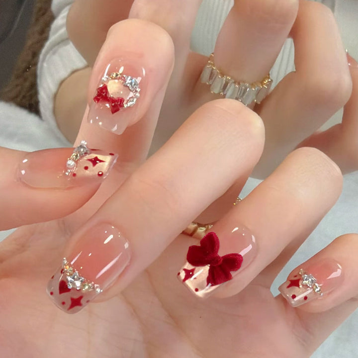 Glamorous artificial nail tips with 3D flower and crystal embellishments Kalsten