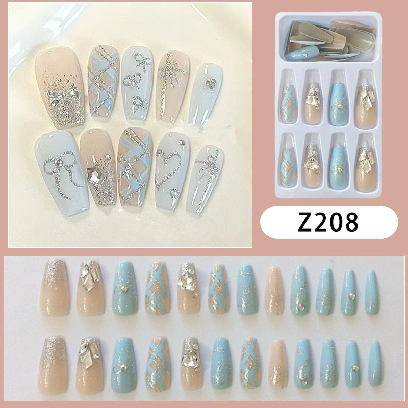 Decorative Press-On Nail Art Set with Sparkling Accents