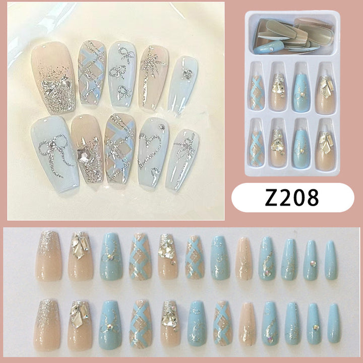 Decorative Press-On Nail Art Set with Sparkling Accents