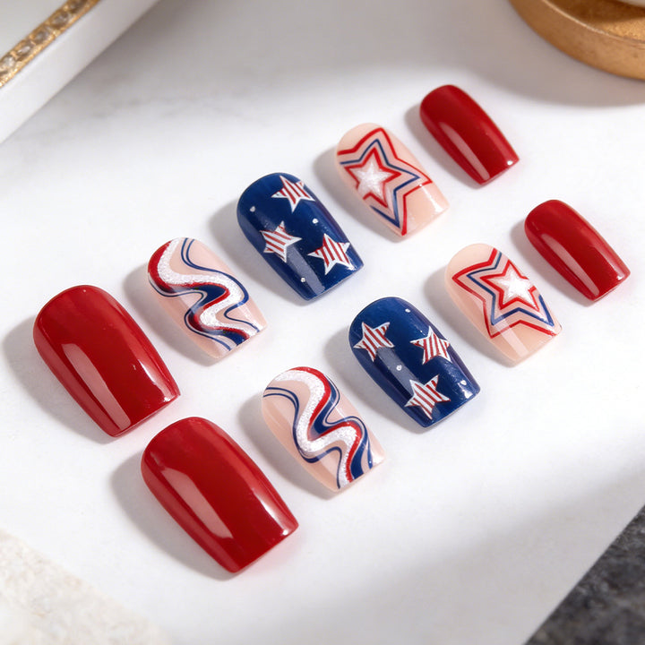 Themed Press-On Nail Art Set with Star Design Kalsten