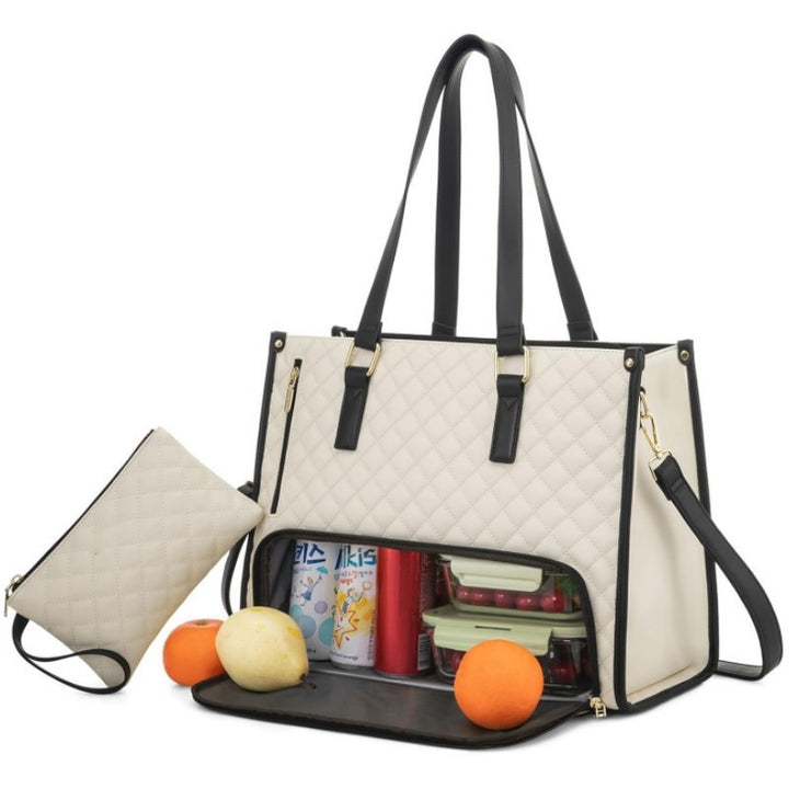 Quilted Multi-Pocket Insulated Lunch Tote Kalsten