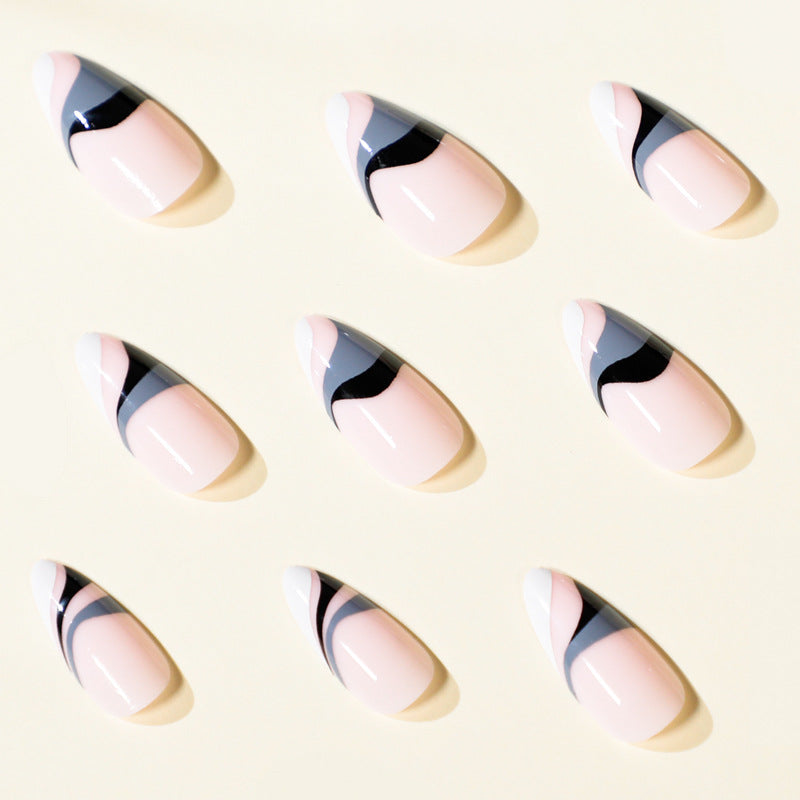 Artful nail extensions with creative wave pattern Kalsten