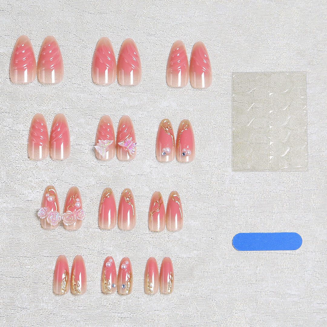 Artificial nail set with elegant blooming 3D decorations Kalsten 1788236934