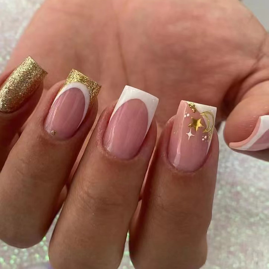 Decorative Glitter French Tip Press-On Nails Kalsten