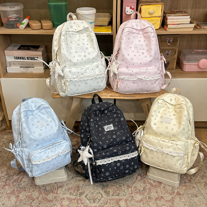 Playful Cartoon Patterned School Backpack Kalsten