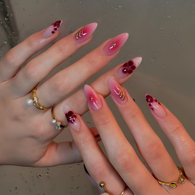 Artificial nails with elegant flower and glitter patterns Kalsten