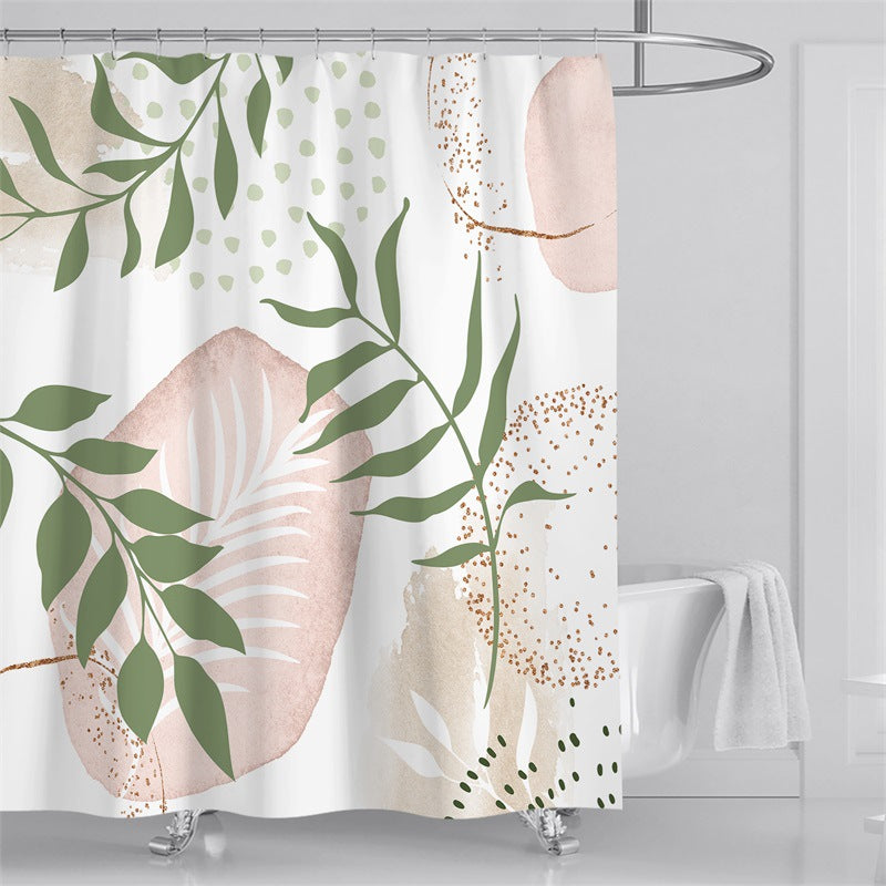 Tropical Leaf Print Shower Curtain Kalsten
