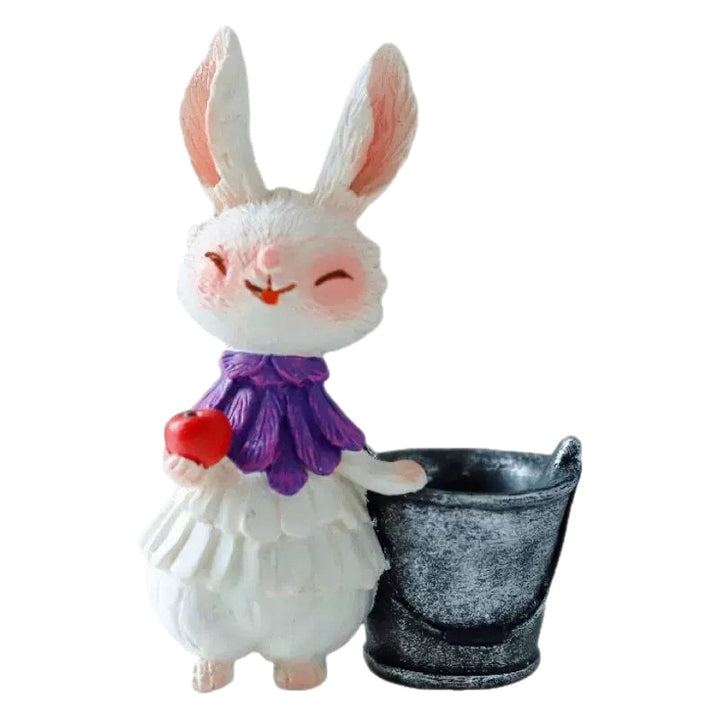 Adorable Rabbit Figurine with Lettuce Planter Kalsten
