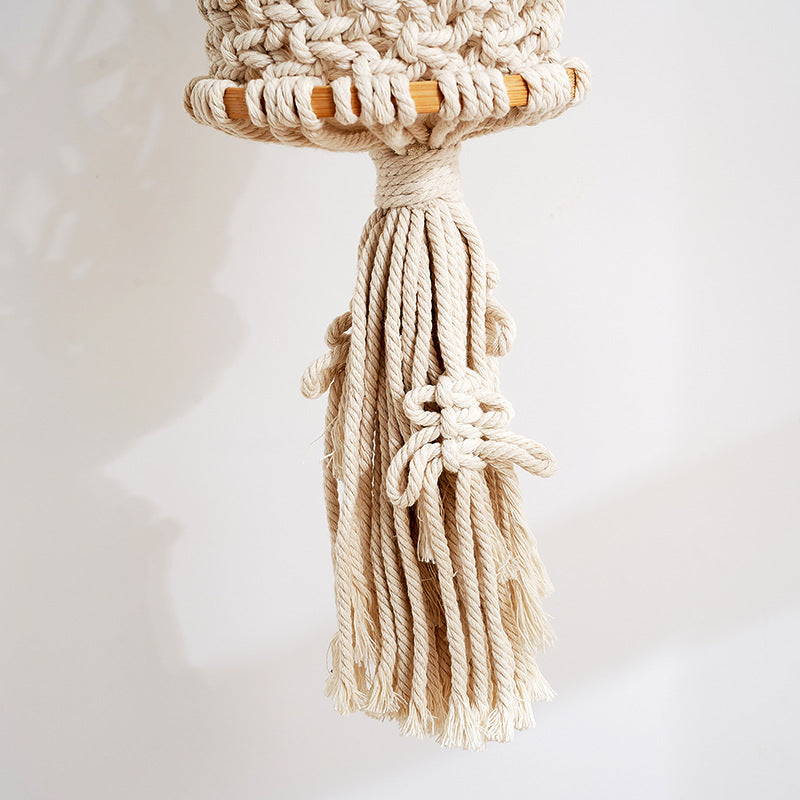 Macrame Hanging Planter with Wooden Accents Kalsten