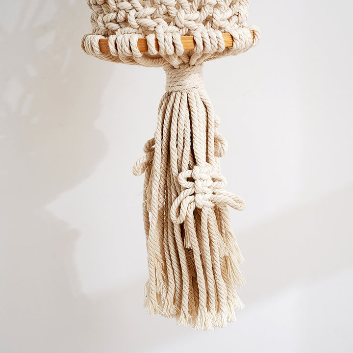 Macrame Hanging Planter with Wooden Accents Kalsten