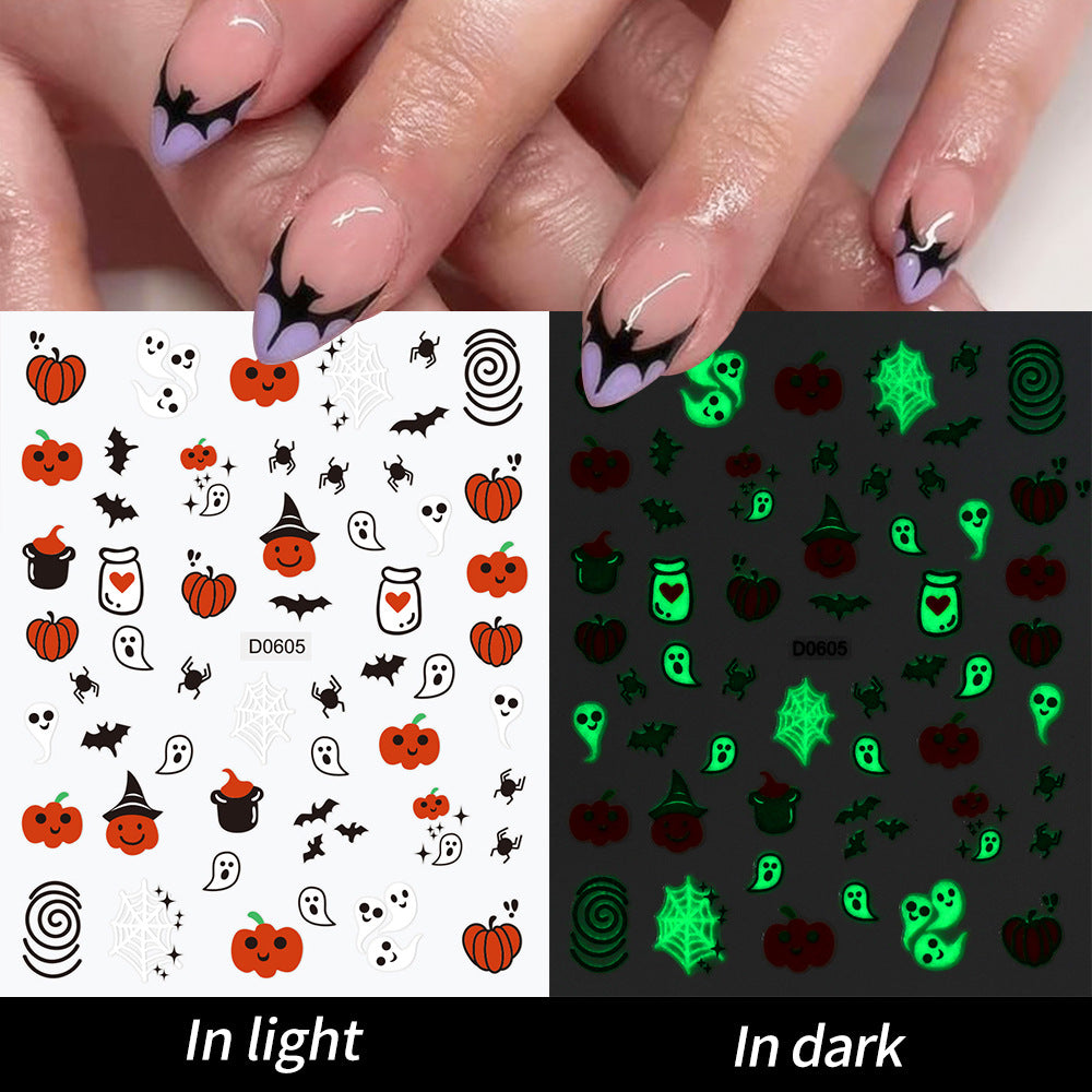 Glow-in-the-Dark Ghost Nail Art Sticker Set